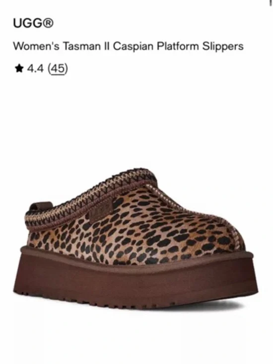 UGG Women's Tasman II Platform Slippers - Brown Leopard Print - Picture 1 of 1